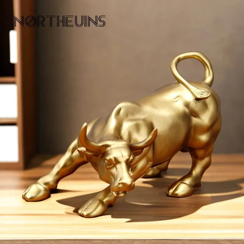 Escultura touro de Wall Street Dourado - Stars